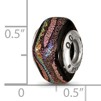 Sterling Silver Reflections Purple Square Dichroic Glass Bead view 5