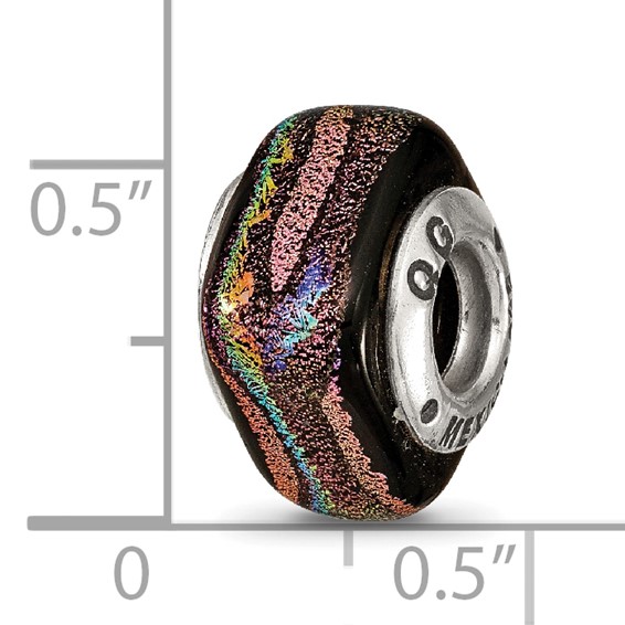 Sterling Silver Reflections Purple Square Dichroic Glass Bead