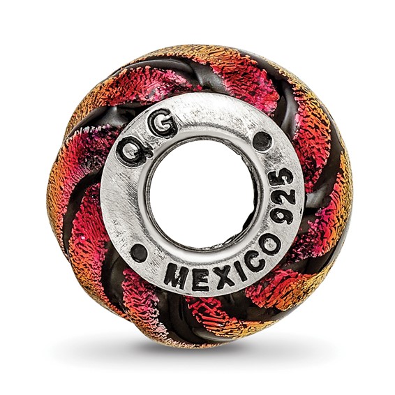 Sterling Silver Reflections Orange Swirl Dichroic Glass Bead