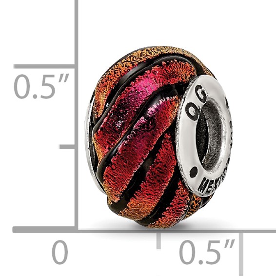 Sterling Silver Reflections Orange Swirl Dichroic Glass Bead