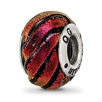 Sterling Silver Reflections Orange Swirl Dichroic Glass Bead view 1
