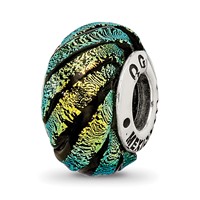 Sterling Silver Reflections Green Swirl Dichroic Glass Bead view 1