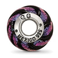 Sterling Silver Reflections Purple Swirl Dichroic Glass Bead view 2