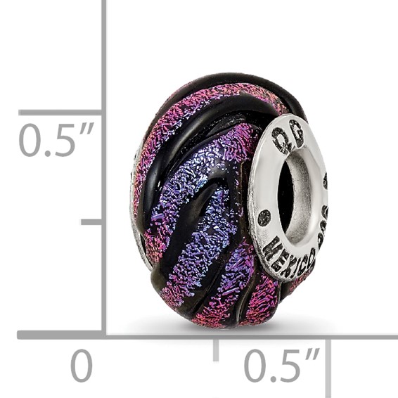 Sterling Silver Reflections Purple Swirl Dichroic Glass Bead