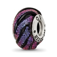 Sterling Silver Reflections Purple Swirl Dichroic Glass Bead view 1