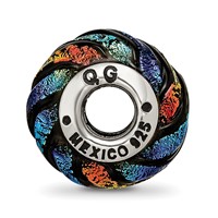 Sterling Silver Reflections Rainbow Swirl Dichroic Glass Bead view 2