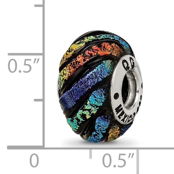 Sterling Silver Reflections Rainbow Swirl Dichroic Glass Bead