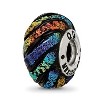 Sterling Silver Reflections Rainbow Swirl Dichroic Glass Bead view 1