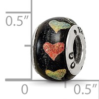 Sterling Silver Reflections Orange Green Hearts Dichroic Glass Bead view 5