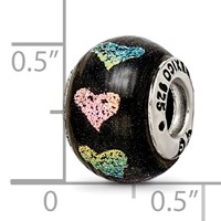 Sterling Silver Reflections Pink Purple Hearts Dichroic Glass Bead view 5