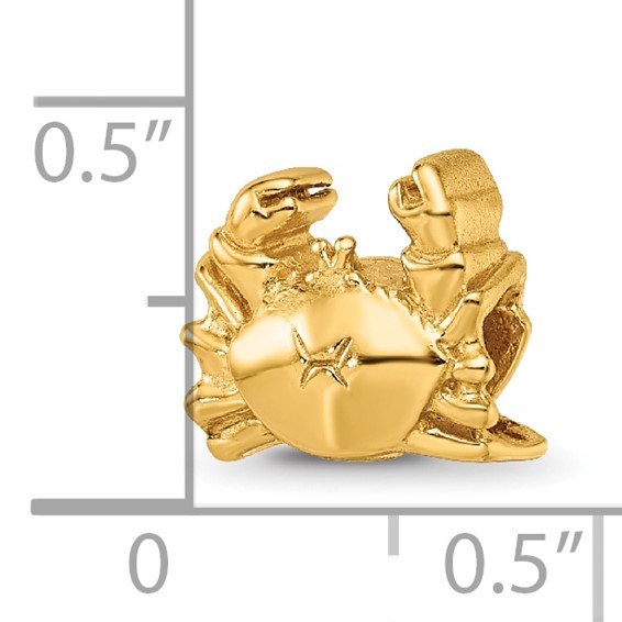 Sterling Silver Gold-plated Reflections Crab Bead