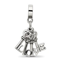 Sterling Silver Reflections Love Keys Dangle Bead view 4