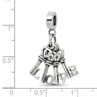 Sterling Silver Reflections Love Keys Dangle Bead view 3
