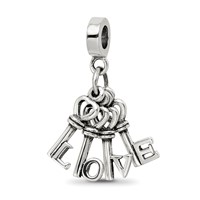 Sterling Silver Reflections Love Keys Dangle Bead view 1