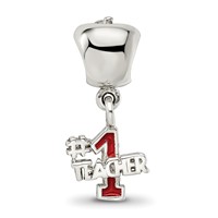 Sterling Silver Reflections Apple with Enameled #1 Teacher Dangle Bead view 4