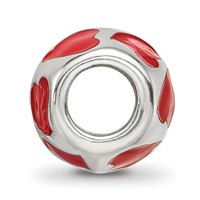 Sterling Silver Reflections Red Enameled Hearts Bead view 2
