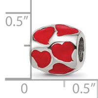 Sterling Silver Reflections Red Enameled Hearts Bead view 4