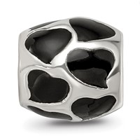 Sterling Silver Reflections Black Enameled Hearts Bead view 3