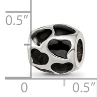 Sterling Silver Reflections Black Enameled Hearts Bead view 4