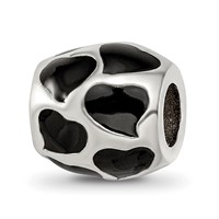 Sterling Silver Reflections Black Enameled Hearts Bead view 1