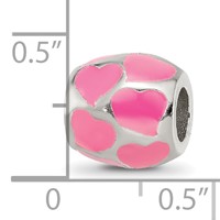 Sterling Silver Reflections Pink Enameled Hearts Bead view 4