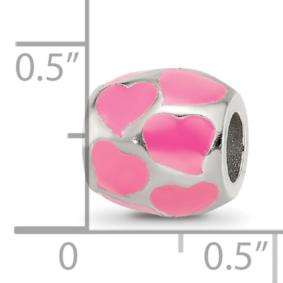Sterling Silver Reflections Pink Enameled Hearts Bead
