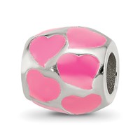 Sterling Silver Reflections Pink Enameled Hearts Bead view 1