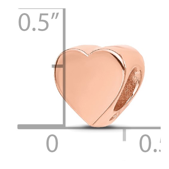 Sterling Silver Reflections Rose Gold-plated Polished Heart Bead