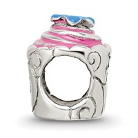 Sterling Silver Reflections Pink Enameled Cupcake Bead view 2