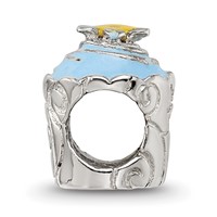 Sterling Silver Reflections Blue Enameled Cupcake Bead view 2