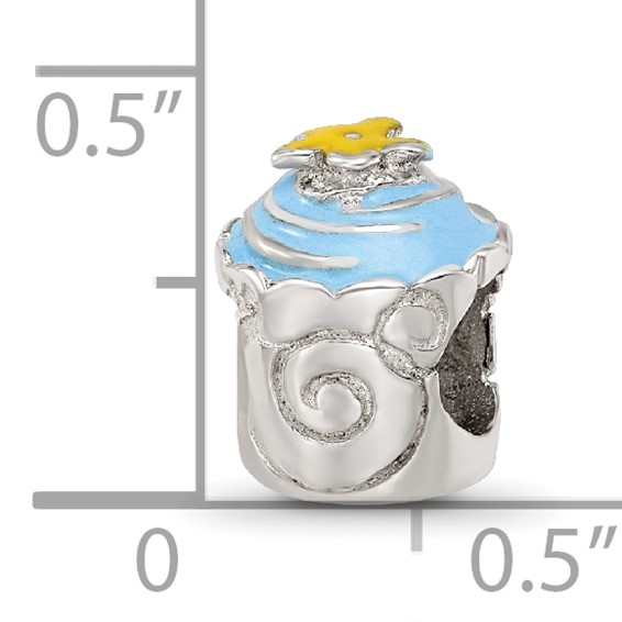 Sterling Silver Reflections Blue Enameled Cupcake Bead