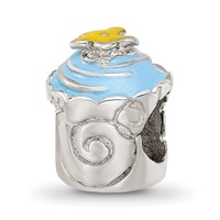 Sterling Silver Reflections Blue Enameled Cupcake Bead view 1