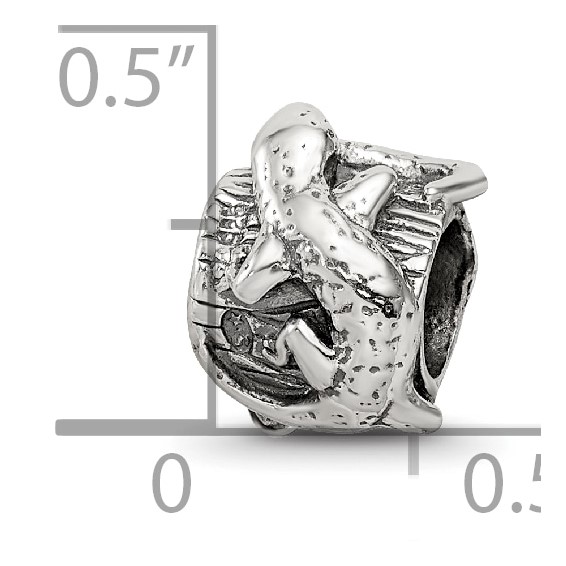 Sterling Silver Reflections Lizard on a Log Bead