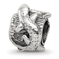 Sterling Silver Reflections Lizard on a Log Bead view 1