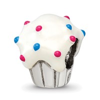 Sterling Silver Reflections Enameled Cupcake Bead view 1