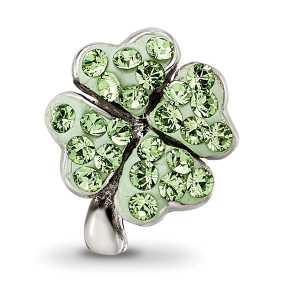 Sterling Silver Reflections Light Green Preciosa Crystal Clover Bead