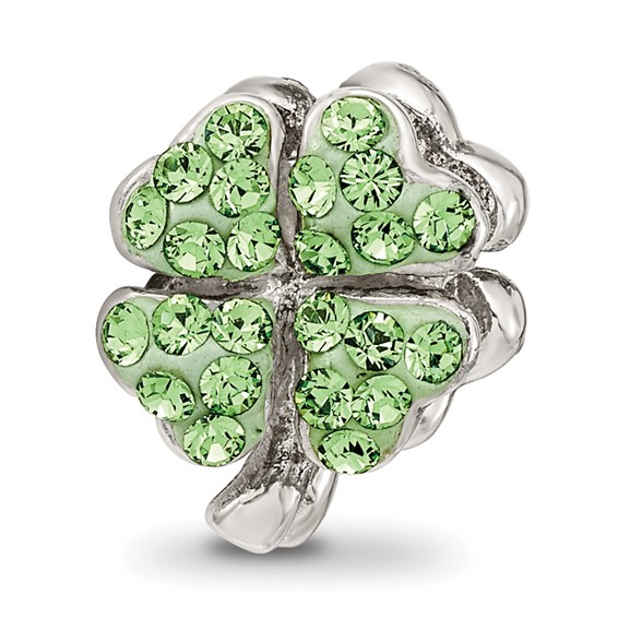 Sterling Silver Reflections Light Green Preciosa Crystal Clover Bead