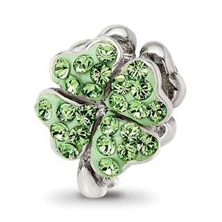 Sterling Silver Reflections Light Green Preciosa Crystal Clover Bead