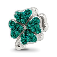 Sterling Silver Reflections Green Preciosa Crystal Clover Bead view 1