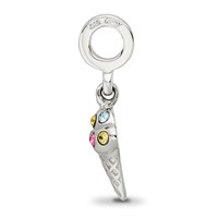 Sterling Silver Reflections CZ Ice Cream Cone Dangle Bead view 2