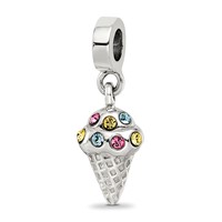 Sterling Silver Reflections CZ Ice Cream Cone Dangle Bead view 1
