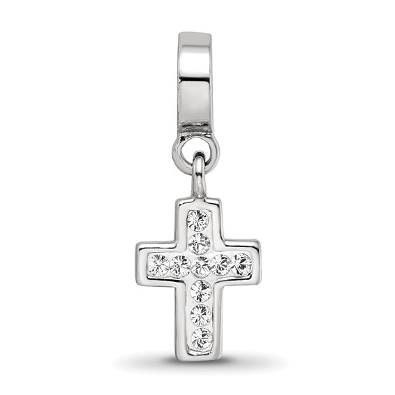 Sterling Silver Reflections Clear Preciosa Crystal Cross Dangle Bead