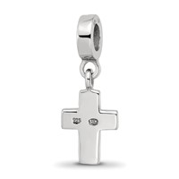 Sterling Silver Reflections Clear Preciosa Crystal Cross Dangle Bead view 5