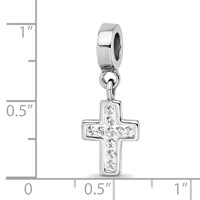 Sterling Silver Reflections Clear Preciosa Crystal Cross Dangle Bead view 3