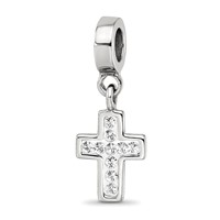 Sterling Silver Reflections Clear Preciosa Crystal Cross Dangle Bead view 1
