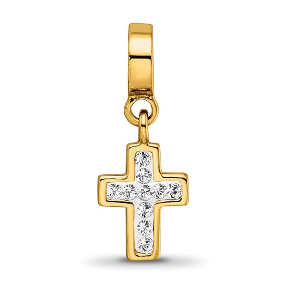 Sterling Silver Gold-plated Reflections Preciosa Crystal Cross Dangle Bead