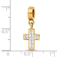 Sterling Silver Gold-plated Reflections Preciosa Crystal Cross Dangle Bead view 3