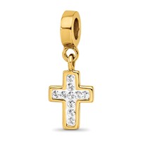 Sterling Silver Gold-plated Reflections Preciosa Crystal Cross Dangle Bead view 1