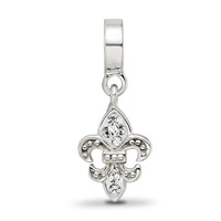 Sterling Silver Reflections Clear Preciosa Crystal Fleur De Lis Bead view 3