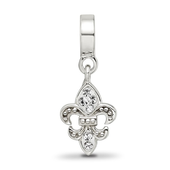 Sterling Silver Reflections Clear Preciosa Crystal Fleur De Lis Bead
